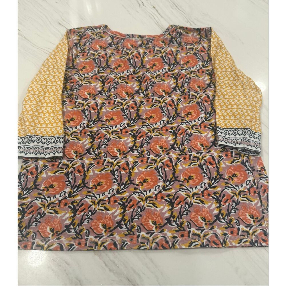 CINO Floral Mixed Print Cotton Top Women’s Large 3/4 Sleeve Boho Wearable Art - Picture 7 of 12